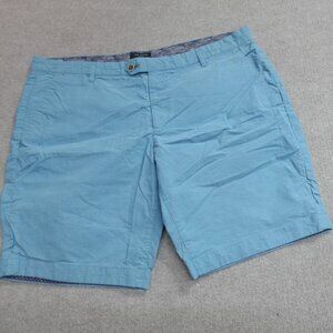 Ted Baker Mens Shorts 40 Blue Solid Cotton Chino 9"